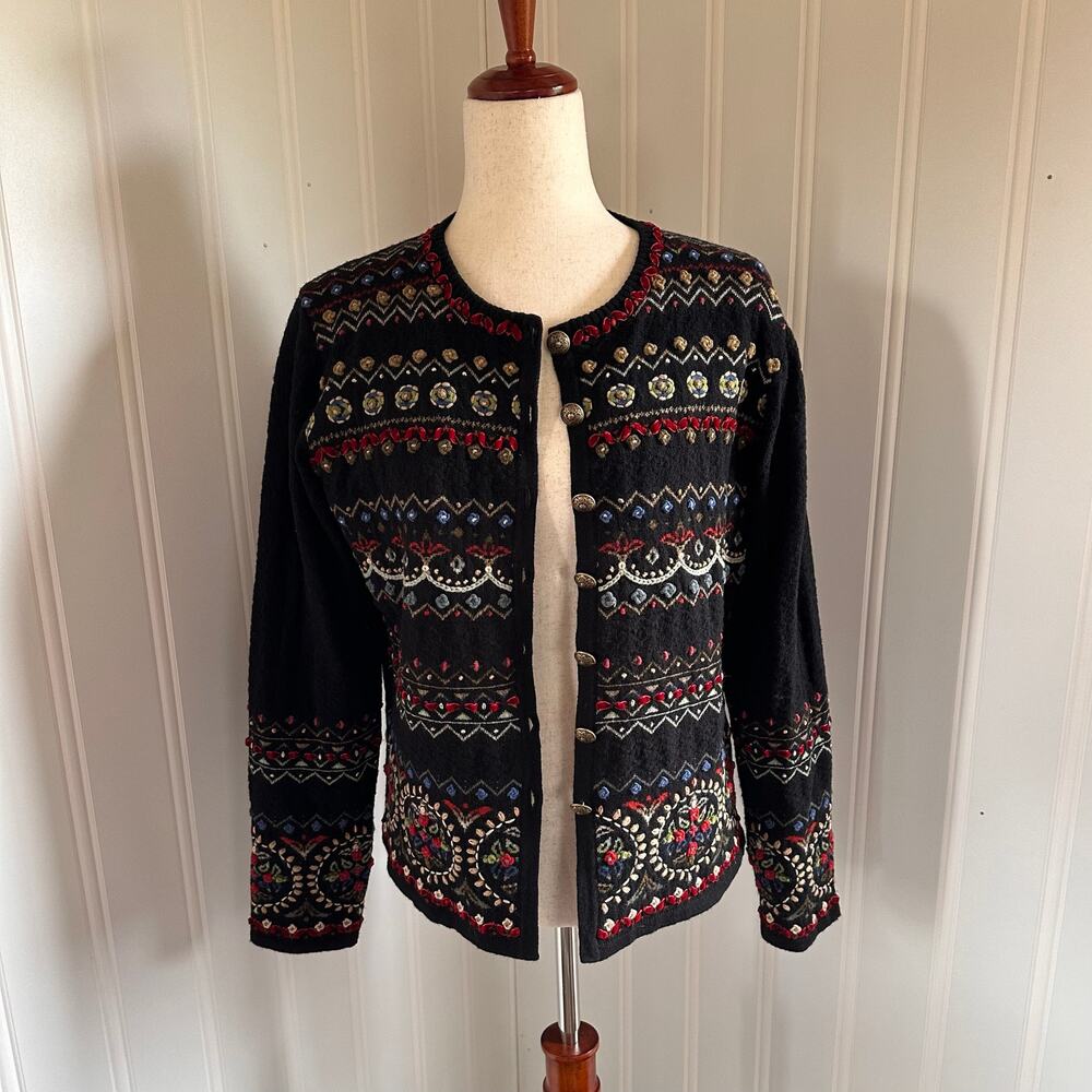 Vintage Y2K Whimsigoth Lambs Wool Cardigan size M